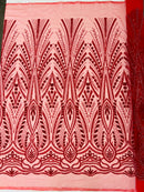 Heavy Beaded Damask Lace 54" Wide| New Creations Fabric & Foam Inc.