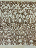 New Damask design with sequins embroider on a 4 way stretch mesh fabric-sold by the yard.