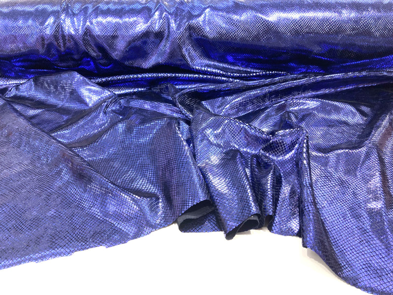 Navy Blue Illusion Venom Snake Skin, Stretch Velvet Iridescent Spandex Fabric - Sold By The Yard.