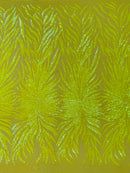 Phoenix Sequin Feather Fabric 54” Wide| New Creations Fabric & Foam Inc.