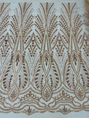 Heavy Beaded Damask Lace 54" Wide| New Creations Fabric & Foam Inc.