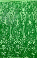 Feather damask shiny sequin design on a 4 way stretch mesh Fabric-prom-sold by the yard.