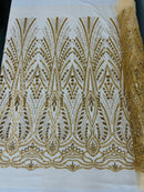 Heavy Beaded Damask Lace 54" Wide| New Creations Fabric & Foam Inc.