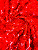 3D Roses On A Mesh 54" Wide| New Creations Fabric & Foam Inc.
