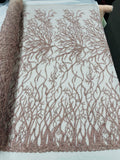 Root Vine Design Embroider and heavy beading on a mesh lace-sold by the yard.