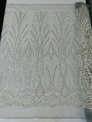 Heavy Beaded Damask Lace 54" Wide| New Creations Fabric & Foam Inc.