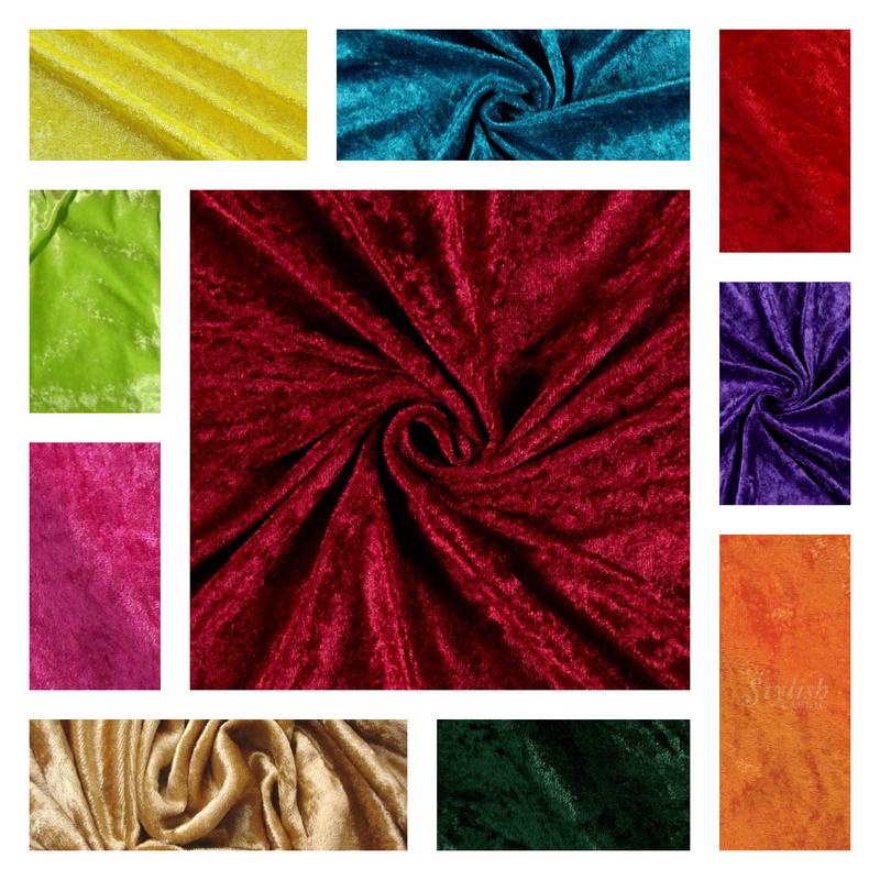 Solid Crushed Velour Stretch Velvet Fabric 59/60" Wide Sold By The Yard.