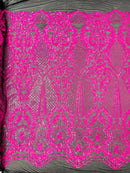Small Damask Pattern Sequin Fabric 54” Wide| New Creations Fabric & Foam Inc.