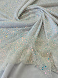 All over Heavy hand beaded princess design embroider with beads-pearls-sequins on a mesh lace-sold by yard.