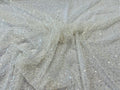 All over Heavy hand beaded princess design embroider with beads-pearls-sequins on a mesh lace-sold by yard.