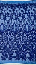 New Damask design with sequins embroider on a 4 way stretch mesh fabric-sold by the yard.