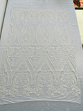 Empire Damask design with sequins embroider on a 4 way stretch mesh fabric-sold by the yard.