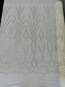 Heavy Beaded Damask Lace 54" Wide| New Creations Fabric & Foam Inc.