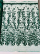 Wing Feather Damask Beaded Lace 54" Wide | New Creations Fabric & Foam Inc.