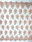 Camila Embroider Floral Damask Lace 54" Wide| New Creations Fabric & Foam Inc.