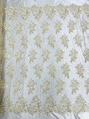Camila Embroider Floral Damask Lace 54" Wide| New Creations Fabric & Foam Inc.
