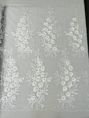 Rosa 3d Floral Design With Rhinestones 54" Wide| New Creations Fabric & Foam Inc.