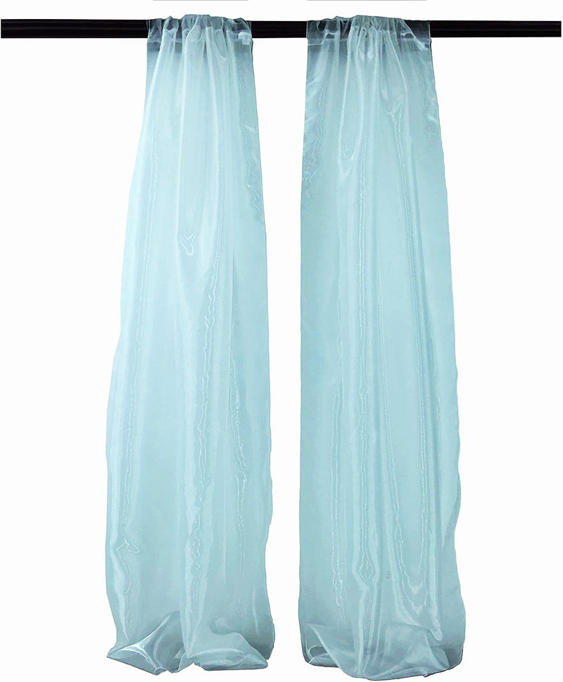 5 Feet Wide  x 20 Feet High, Polyester Sheer Mirror Organza Backdrop Drape, Curtain Panels, Room Divider, 1 Pair.