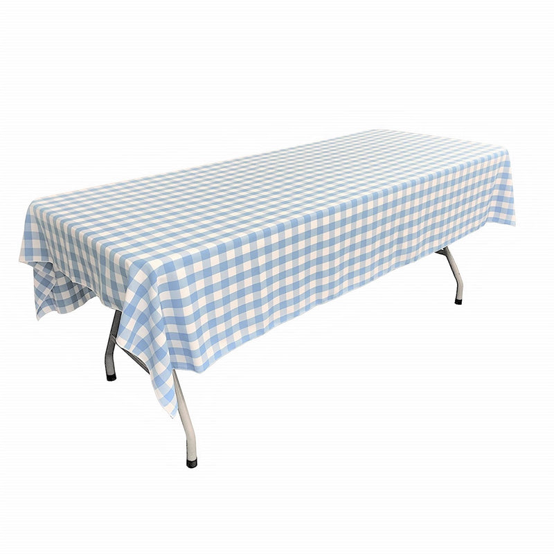 60" Wide x 102" Long Rectangular Polyester Poplin Gingham Checkered Tablecloth