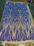 Damask Sequin Design On A 4 Way Stretch Mesh- Sold By The Yard