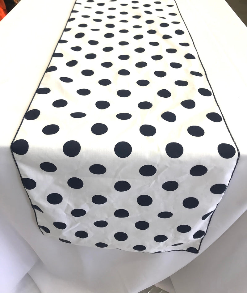 12" Wide x 72" Long, Polka Dot Print Broadcloth Poly Cotton Table Runner