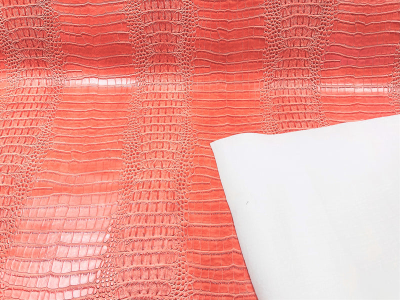 53/54" Wide Gator Fake Leather Upholstery, 3-D Crocodile Skin Texture Faux Leather PVC Vinyl Fabric By The Yard