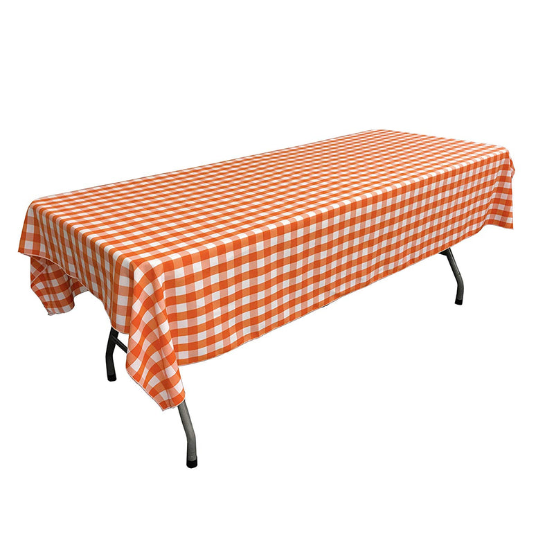 60" Wide x 108" Long Rectangular Polyester Poplin Gingham Checkered Tablecloth