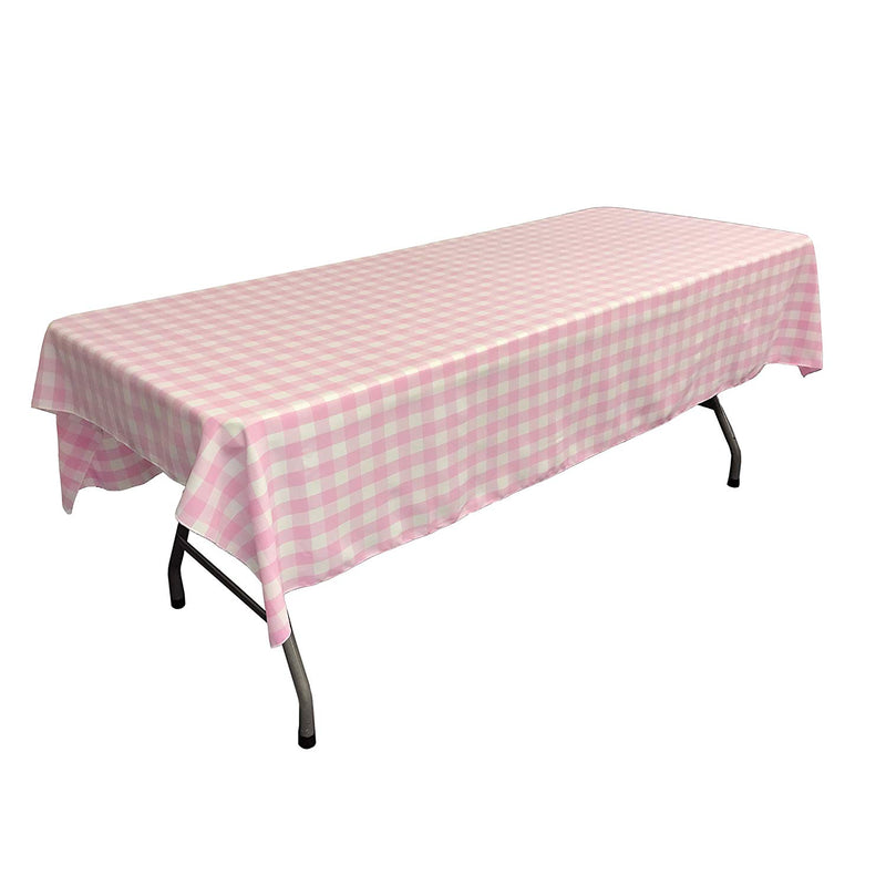 60" Wide x 90" Long Rectangular Polyester Poplin Gingham Checkered Tablecloth