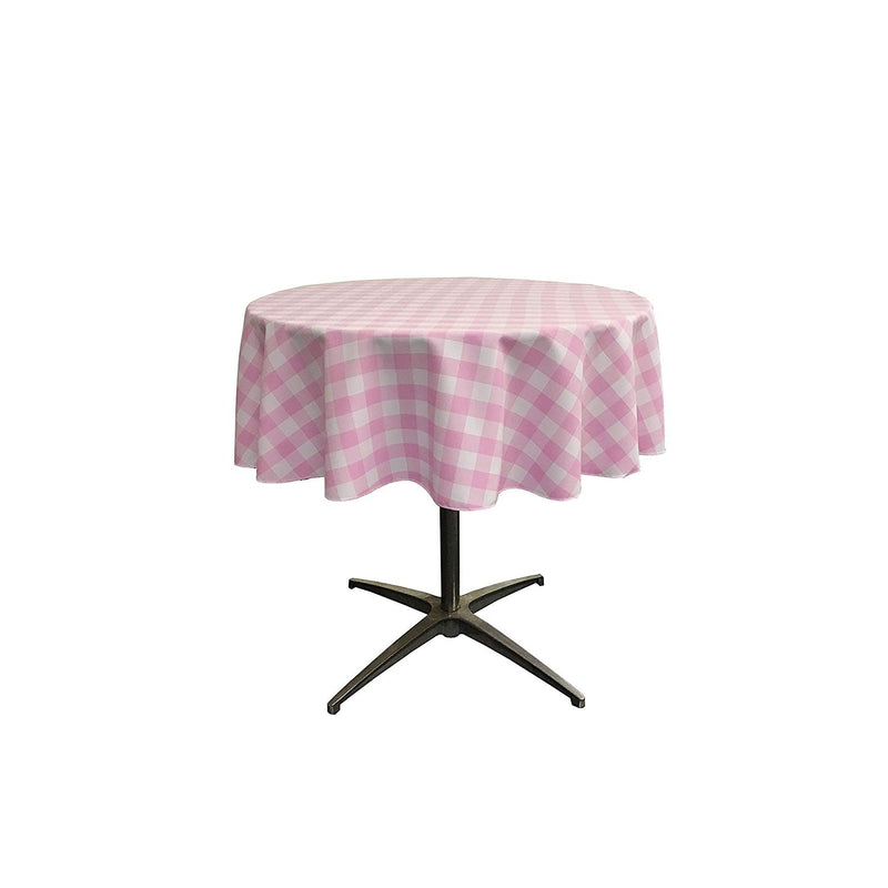 42" Round Tablecloth for 30" Round Small Coffee Table with 6" Drop, Polyester Checkered Gingham Plaid Table Overlay