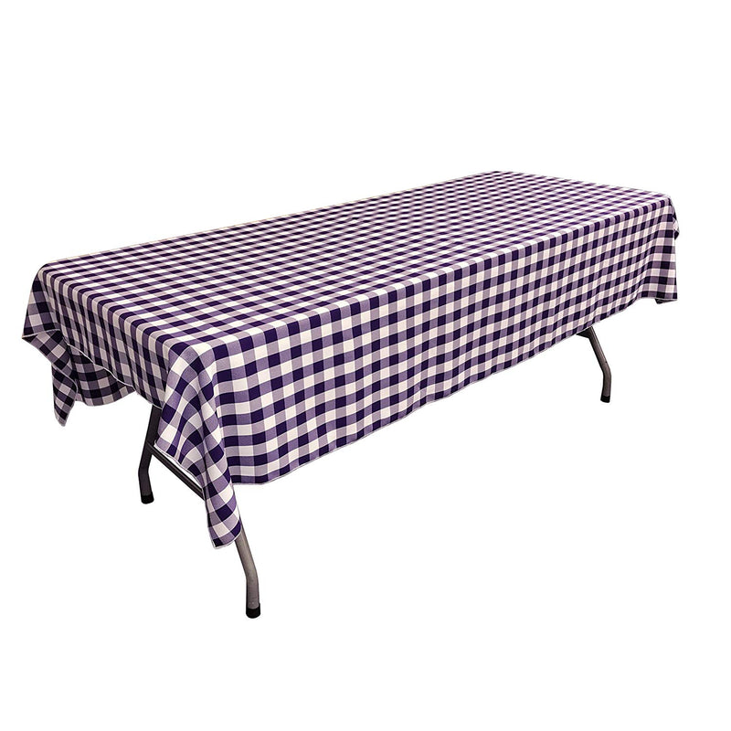 60" Wide x 102" Long Rectangular Polyester Poplin Gingham Checkered Tablecloth