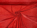 Red 58/60" Wide Full Glitter Covered Shimmer Fabric By The Yard - New Creations Fabric & Foam Inc