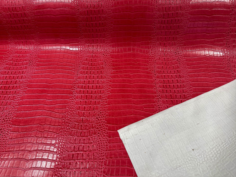 53/54" Wide Gator Fake Leather Upholstery, 3-D Crocodile Skin Texture Faux Leather PVC Vinyl Fabric By The Yard