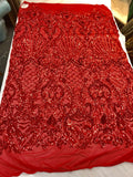 Ariel Damask Sequins Design on a 4 Way Stretch Mesh Fabric- 48/50" Wide- Sold By The Yard.