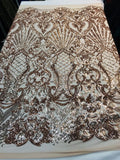 Ariel Damask Sequins Design on a 4 Way Stretch Mesh Fabric- 48/50" Wide- Sold By The Yard.