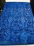 Ariel Damask Sequins Design on a 4 Way Stretch Mesh Fabric- 48/50" Wide- Sold By The Yard.