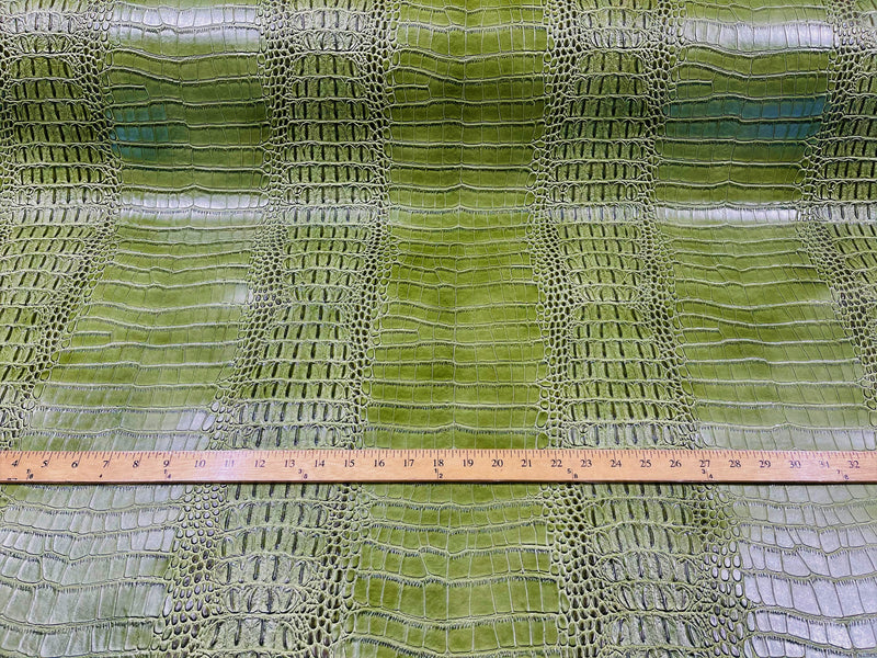 53/54" Wide Gator Fake Leather Upholstery, 3-D Crocodile Skin Texture Faux Leather PVC Vinyl Fabric By The Yard