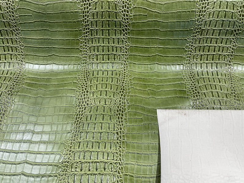 53/54" Wide Gator Fake Leather Upholstery, 3-D Crocodile Skin Texture Faux Leather PVC Vinyl Fabric By The Yard