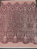 Small Damask Pattern Sequin Fabric 54” Wide| New Creations Fabric & Foam Inc. - New Creations Fabric & Foam Inc