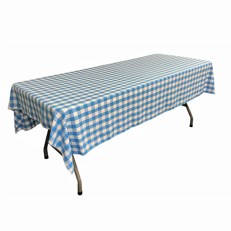 60" Wide x 108" Long Rectangular Polyester Poplin Gingham Checkered Tablecloth