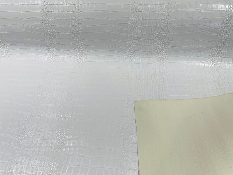 53/54" Wide Gator Fake Leather Upholstery, 3-D Crocodile Skin Texture Faux Leather PVC Vinyl Fabric By The Yard