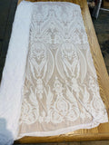 Damask Sequin Design On A 4 Way Stretch Mesh- Sold By The Yard