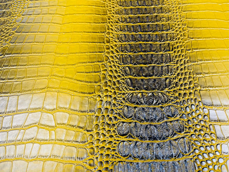 53/54" Wide Gator Fake Leather Upholstery, 3-D Crocodile Skin Texture Faux Leather PVC Vinyl Fabric By The Yard